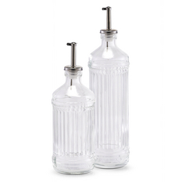 Öl- und Essigflasche, Glas/Edelstahl/Silikon, transparent