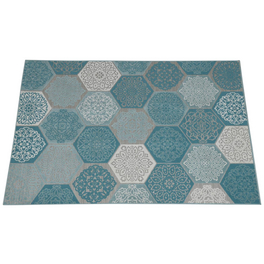 Outdoor-Teppich »Hexagon«, BxL: 170 x 120 cm, türkis/weiß/grau