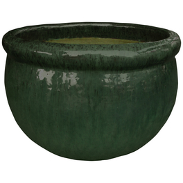 Pflanzgefäß, Keramik, grün, rund