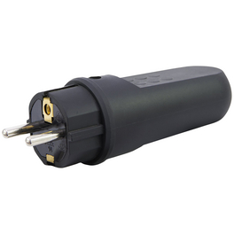 Schutzkontakt-Stecker, 250 V, Schwarz