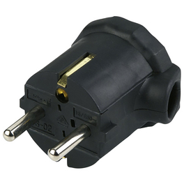 Schutzkontatk-Winkelstecker, 250 V, Schwarz
