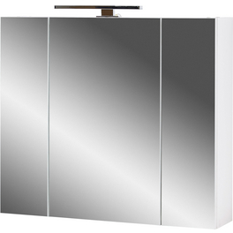 Spiegelschrank, weiß, mit Steckdose, LED-Beleuchtung (warmweiß)