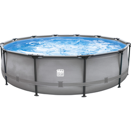 Stahlrahmen-Pool, grau, ØxH: 366 x 100 cm