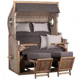 Strandkorb, BxHxT: 135 x 165 x 90 cm, Dreiviertelllieger, beige-braun Strandkorb, BxHxT: 135 x 165 x 90 cm, Dreiviertelllieger, beige-braun