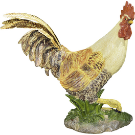 Teichfigur »Tony«, Hahn mit Metallfeder, Polystone, bunt Teichfigur »Tony«, Hahn mit Metallfeder, Polystone, bunt