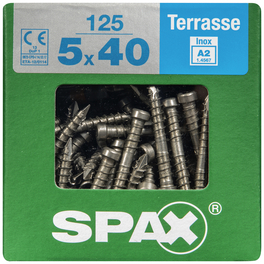 Terrassenschraube, 5 mm, Edelstahl rostfrei, 125 Stk., Terrasse A2 5x40 XXL
