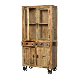 Vitrine »RUSTIC«, Mangoholz/Metall, 4-türig