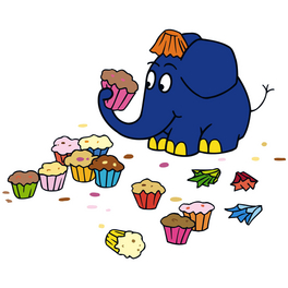 Wandtattoo »Der kleine Elefant: Muffins«, selbstklebend