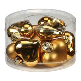 Weihnachtsanhänger Herz uni, 4 cm, Amber gold glanz/matt, 10 St/Dose