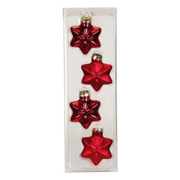 Weihnachtsanhänger Strahlenstern uni, 6 cm, rot glanz/matt, 4 Stück/Box