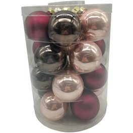 Weihnachtskugel »Powdery Mix«, Ø: 6 cm, Uni, weinrot/rosa/granit, 20 Stück