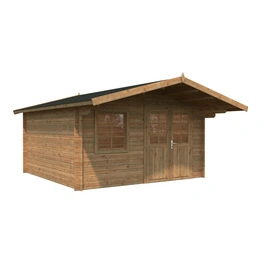 Blockbohlenhaus »Britta«, Holz, BxHxT: 434 x 257 x 390 cm (Außenmaße inkl. Dachüberstand)