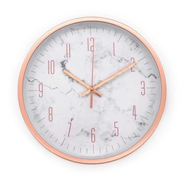 Wanduhr (Analog), Ø: 25 cm, Marmor-Optik, rosé/weiß