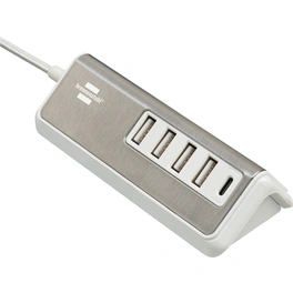 USB-Multiladegerät mit 1,5m Textilkabel 4x USB + 1x USB C Power Delivery