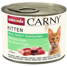 Katzen-Nassfutter, Geschmacksrichtung: Rind/Huhn/Kaninchen, 12 Stück à 200 g