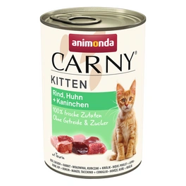 Katzen-Nassfutter, Geschmacksrichtung: Rind/Huhn/Kaninchen, 12 Stück à 400 g