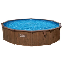 Pool, Komplett-Set mit Sandfilteranlage Ø 488 x 132 cm, Holz-Optik, rund