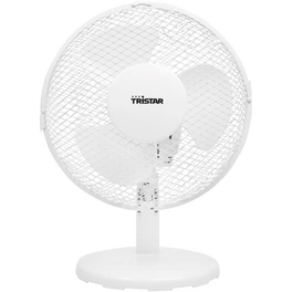 Tischventilator, D. 23 cm, 30W, 2 Stufen, weiss, oszillierend