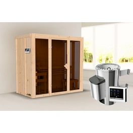 Sauna »Irava 2«, BxTxH: 216 x 198 x 122 cm, 3,6 kW Ofen mit ext. Steuerung