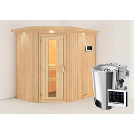 Sauna »Harlow «, BxTxH: 210 x 202 x 165 cm, 3,6 kW Bio Ofen mit ext. Steuerung