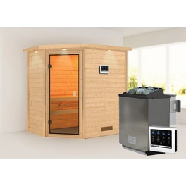 Sauna »Jella «, BxTxH: 224 x 191 x 159 cm, 9 kW Bio Ofen mit ext. Steuerung