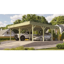 Doppelcarport, Außenmaß BxT: 644 x 666 cm, braun