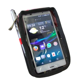 Smartphone Tasche , BxHxL: 10 x 3,5 x 16,5 cm, schwarz/rot, Polyester