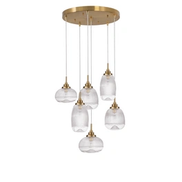 Pendelleuchte »Mond«, LED, 6-flammig, goldfarben/transparent