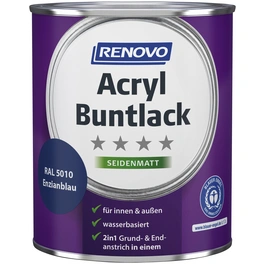 Acryl-Buntlack, enzianblau RAL 5010, seidenmatt, 0,75l