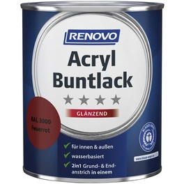 Acryl-Buntlack, feuerrot RAL 3000, glänzend, 0,75l