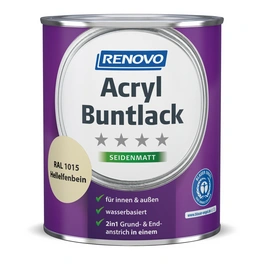 Acryl-Buntlack, hellelfenbein RAL 1015, seidenmatt, 0,75l