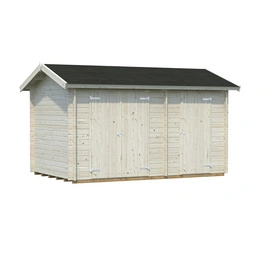 Blockbohlenhaus »Jari«, BxT: 390 x 240 cm (Außenmaße), Wandstärke: 28 mm, Grau