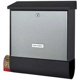 Briefkasten »London-Set«, Kunststoff/Edelstahl, schwarz/edelstahlfarben