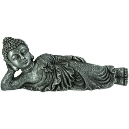 Buddha, BxH: 16 x 23,5 cm, Magnesia, grau/silberfarben