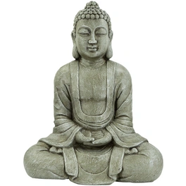 Buddha, BxH: 34 x 80 cm, Magnesia, grau/braun