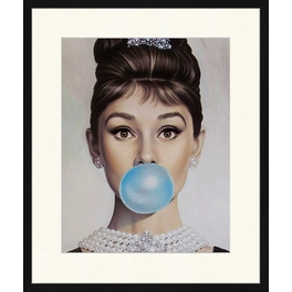 Digitaldruck »Audrey Hepburn Kaugummi«, Rahmen: Buchenholz, Schwarz