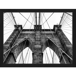 Digitaldruck »Brooklyn Bridge II«, Rahmen: Buchenholz, Schwarz