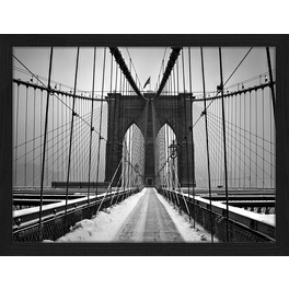 Digitaldruck »Brooklyn Bridge«, Rahmen: Buchenholz, Schwarz