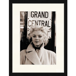 Digitaldruck »Marilyn Monroe, Grand Central Bahnhof«, Rahmen: Buchenholz, Schwarz
