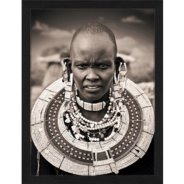 Digitaldruck »Masai«, Rahmen: Buchenholz, Schwarz