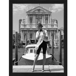 Digitaldruck »Mode in Venedig«, Rahmen: Buchenholz, Schwarz