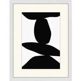 Digitaldruck »Schwarz Abstrakt«, Rahmen: Buchenholz, weiß