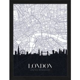 Digitaldruck »Stadtplan London«, Rahmen: Buchenholz, Schwarz