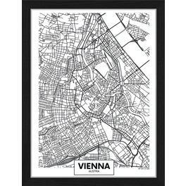 Digitaldruck »Stadtplan Vienna«, Rahmen: Buchenholz, Schwarz