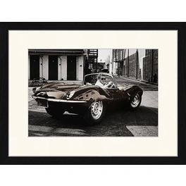 Digitaldruck »Steve McQueen, Jaguar E Type«, Rahmen: Buchenholz, Schwarz