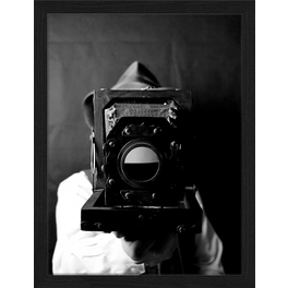 Digitaldruck »Vintage Fotograf«, Rahmen: Buchenholz, Schwarz