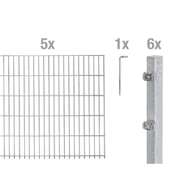 Doppelstab-Gittermatten-Grundset »Doppelstab-Matte«, BxH: 1000 x 100 cm, Stahl, silberfarben