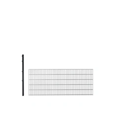 Doppelstabmattenzaun, anthrazit, 6/5/6 mm, Erweiterungs-Set à 2,5 m, inkl. Pfosten, Klemmhalter
