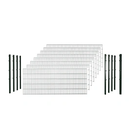 Doppelstabmattenzaun, grün, 6/5/6 mm, Komplett-Set à 20 m, inkl. Pfosten, Klemmhalter