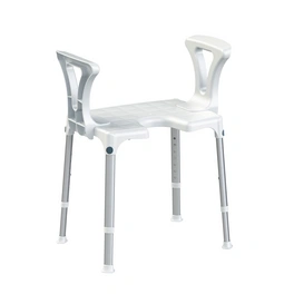 Duschhocker, Sitzbreite: 46 cm, Aluminium/Kunststoff, weiß